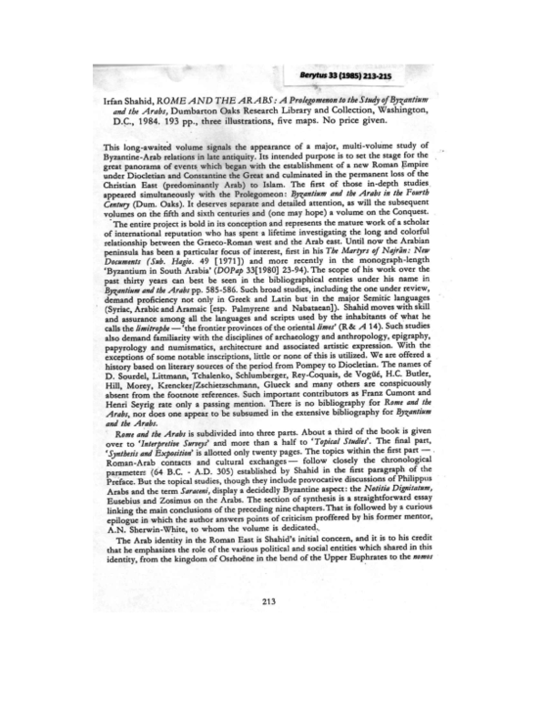(PDF) Review of I Shahid Rome and the Arabs 1984