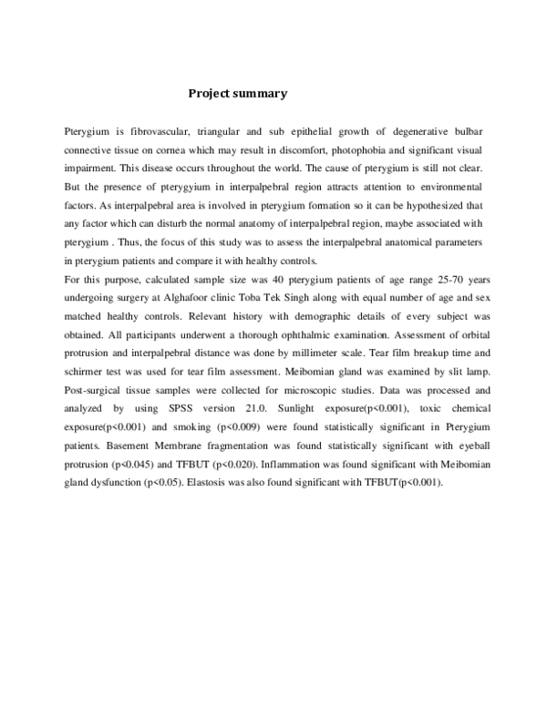 (PDF) Project summary