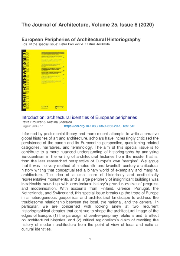 (PDF) European Peripheries of Architectural Historiography