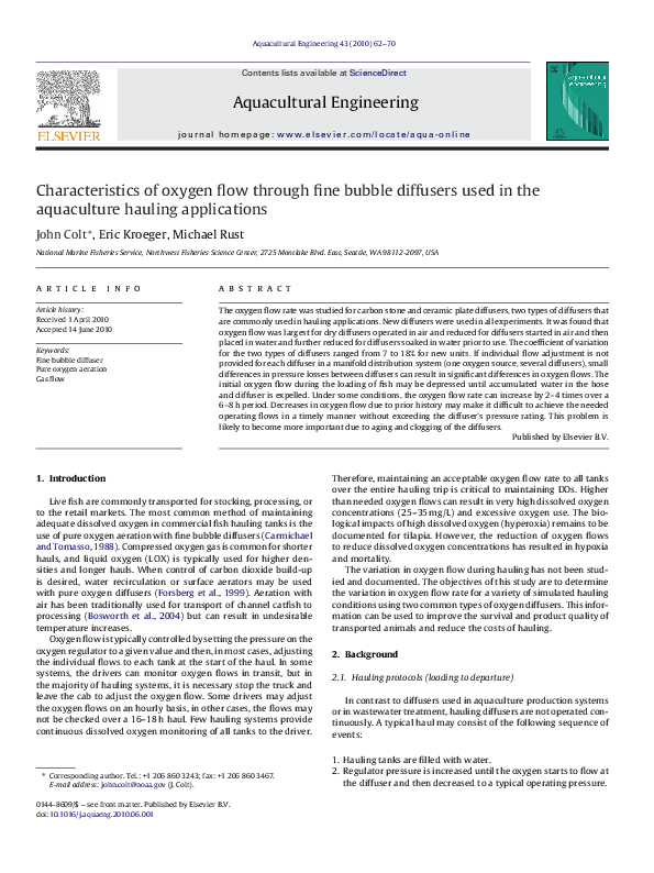 (PDF) Characteristics of oxygen flow through fine bubble diffusers used ...