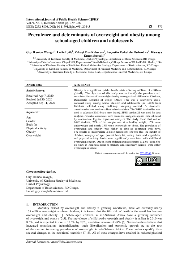 (PDF) Prevalence and determinants of overweight and obesity among ...