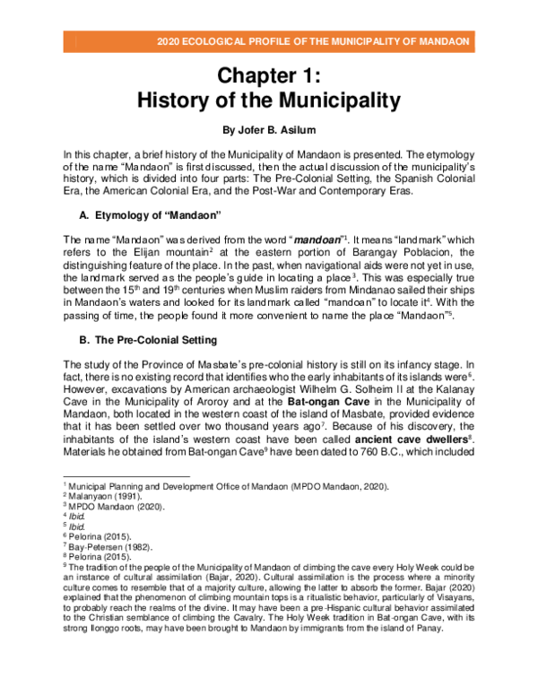 (PDF) History of the Municipality of Mandaon, Province of Masbate