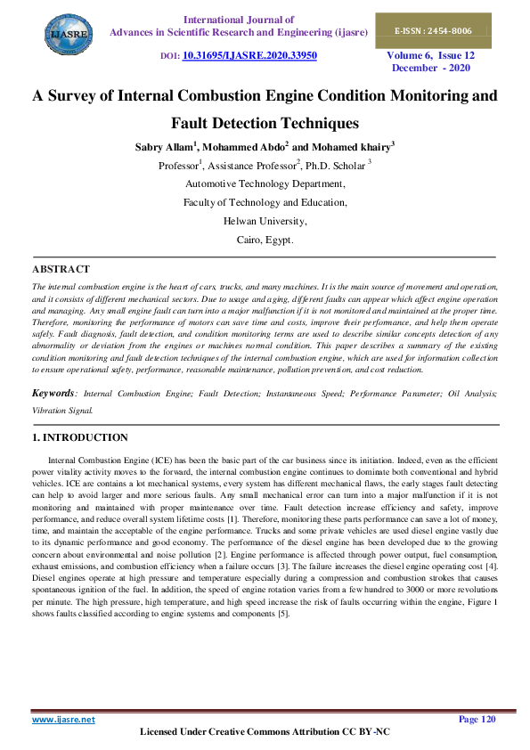 (PDF) A Survey of Internal Combustion Engine Condition Monitoring and ...