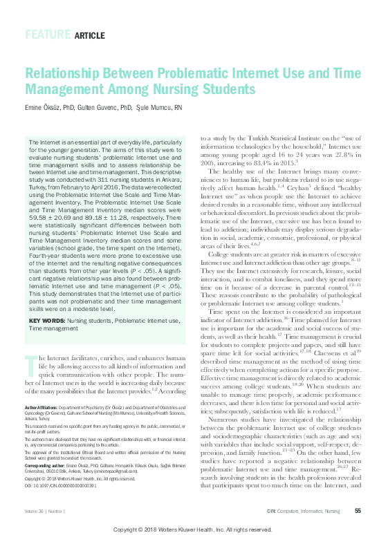(PDF) Relationship Between Problematic Internet Use and Time Management ...
