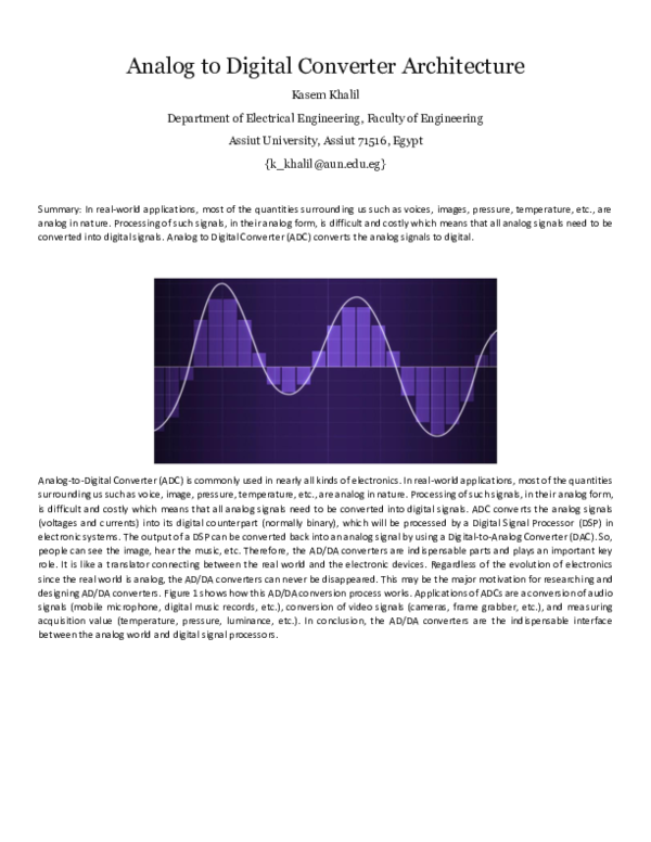 (PDF) Analog to Digital Converter Architecture Kasem Khalil