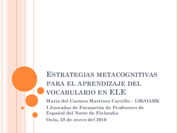 (PDF) Estrategias metacognitivas para el aprendizaje del vocabulario en ELE