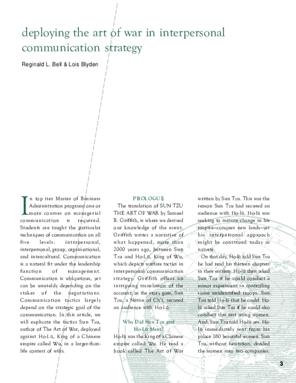 (PDF) deploying the art of war in interpersonal communication strategy