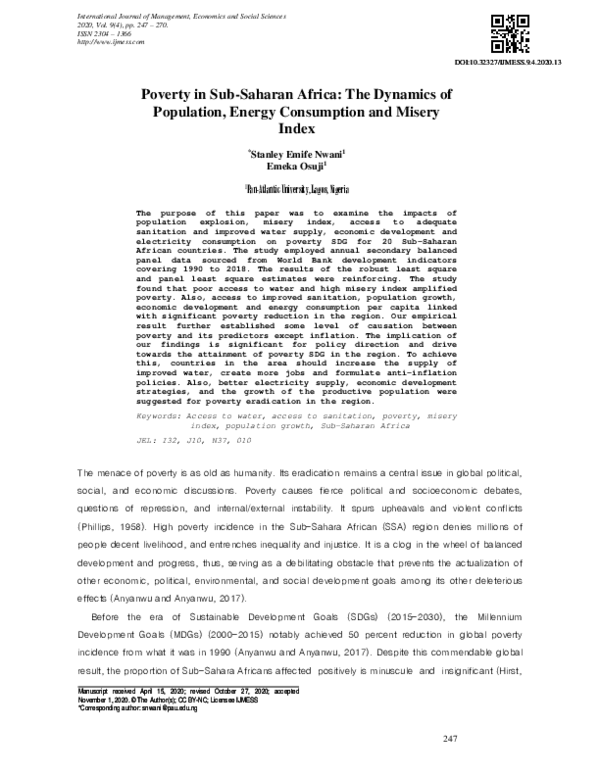 (PDF) Poverty in Sub-Saharan Africa: The Dynamics of Population, Energy ...