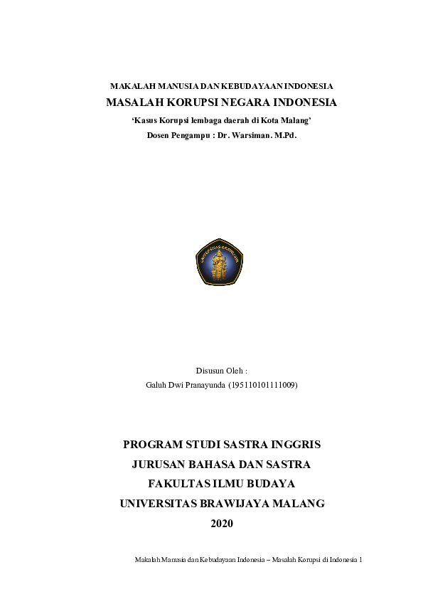 Makalah Korupsi Research Papers Academia Edu