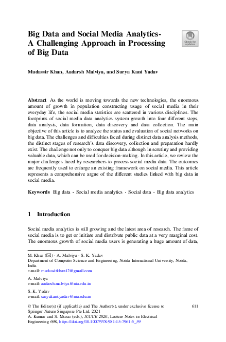 (PDF) Big Data and Social Media Analytics: A Challenging Approach in ...