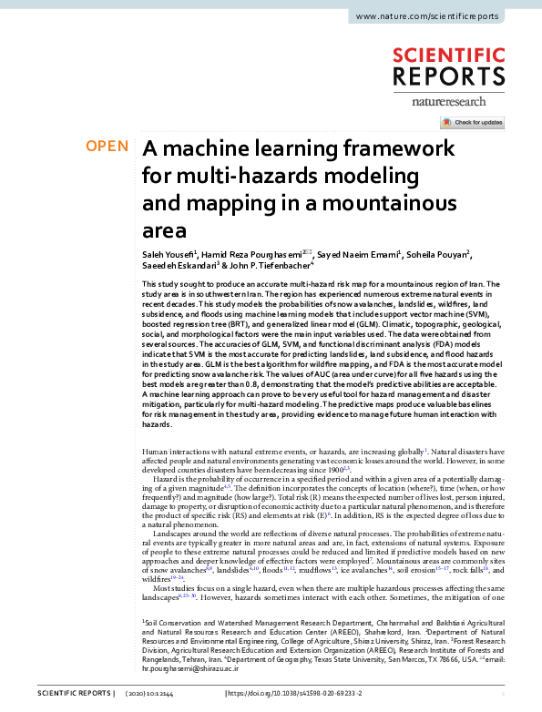 (PDF) A machine learning framework for multi-hazards modeling and ...