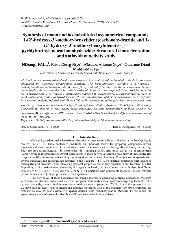 (PDF) Synthesis of mono and bis-substituted asymmetrical compounds, 1 ...