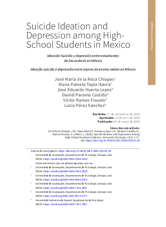 (PDF) Suicide Ideation and Depression among High-School Students in Mexico