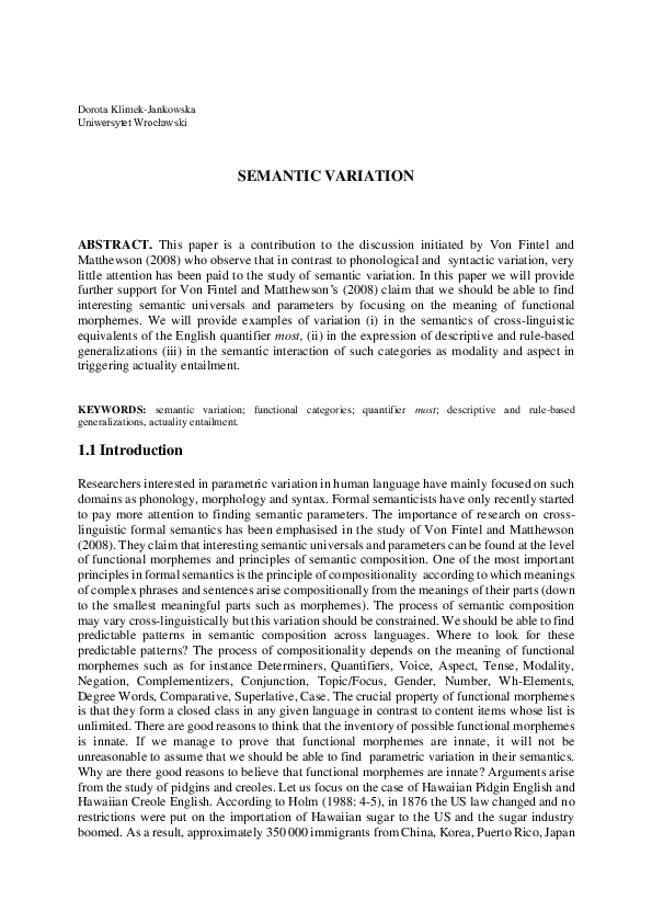 (PDF) SEMANTIC VARIATION