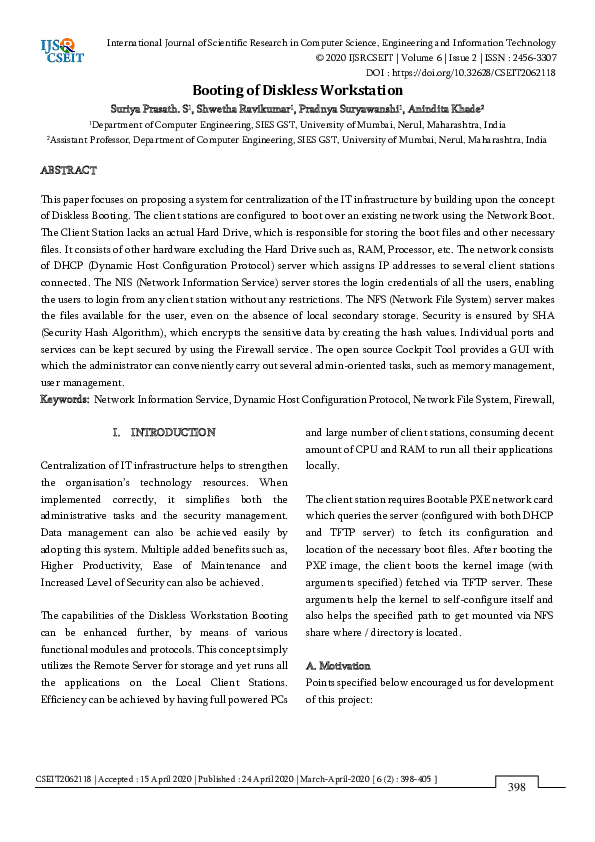 (PDF) Booting of Diskless Workstation suriya prasath and