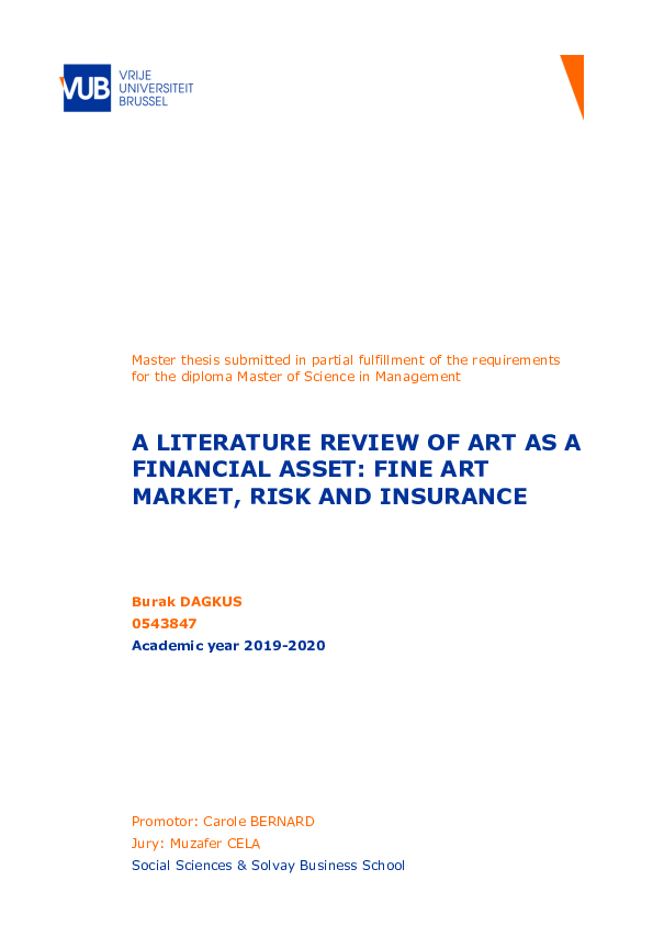 (PDF) ART AS A FINANCIAL ASSET: FINE ART MARKET, RISK AND INSURANCE