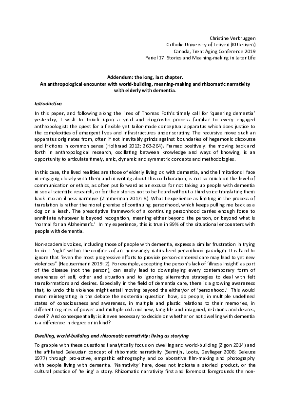 (DOC) Addendum: The long, last chapter. An anthropological encounter ...