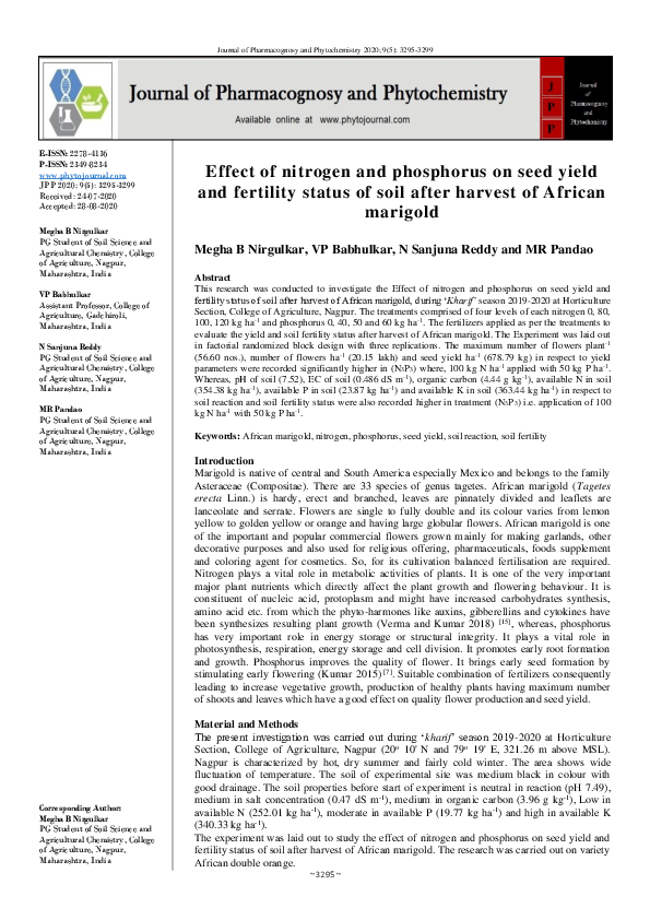 (PDF) Effect of nitrogen and phosphorus on seed yield and fertility ...