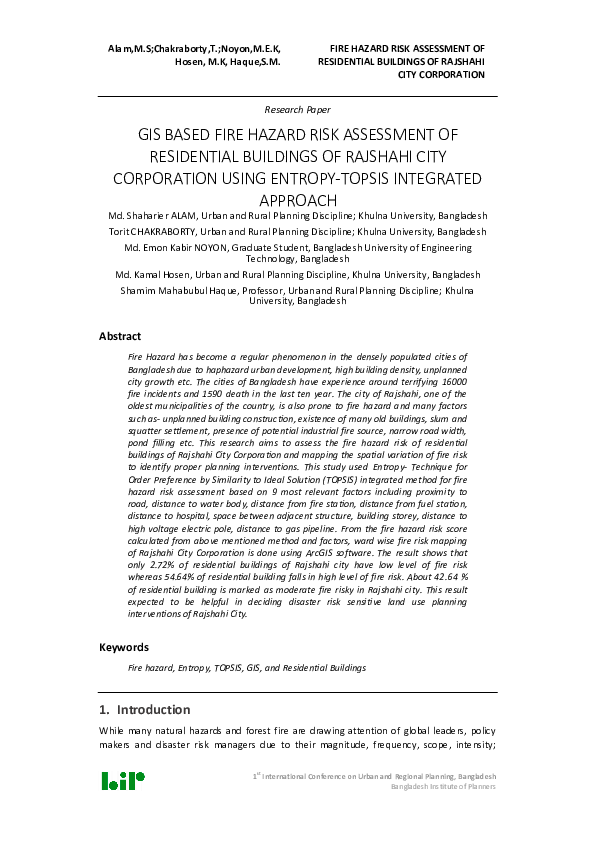 (PDF) GIS BASED FIRE HAZARD RISK ASSESSMENT OF RESIDENTIAL BUILDINGS OF ...