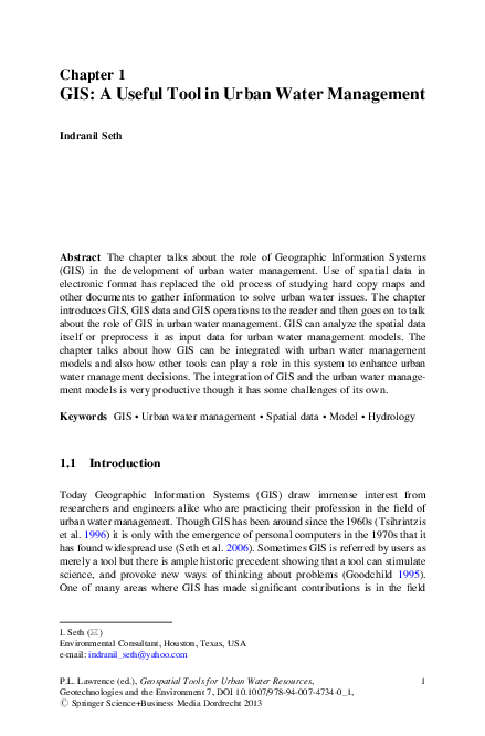 (PDF) GIS: A Useful Tool in Urban Water Management