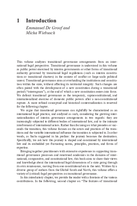 (PDF) International Law and Transitional Governance - Critical Perspectives
