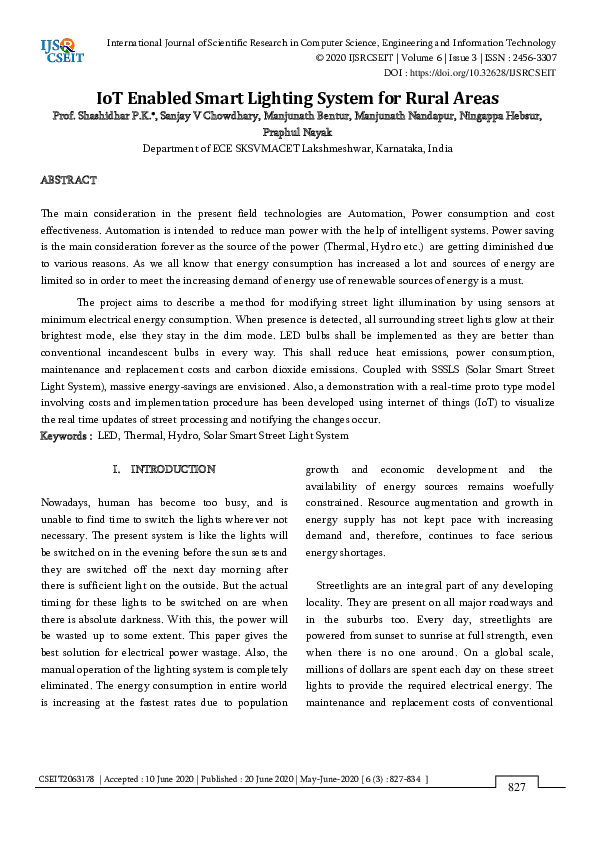 (PDF) IoT Enabled Smart Lighting System for Rural Areas
