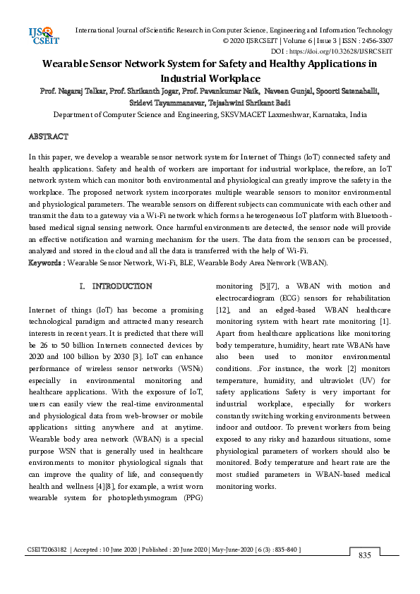 (PDF) Wearable Sensor Network System for Safety and Healthy ...