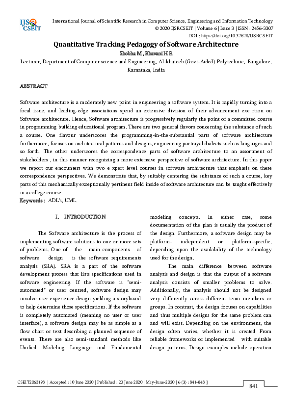(PDF) Quantitative Tracking Pedagogy of Software Architecture