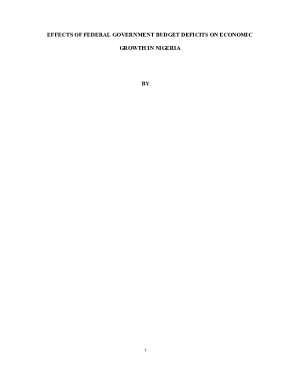 (DOC) EFFECTS OF FEDERAL GOVERNMENT BUDGET DEFICITS ON ECONOMIC GROWTH ...