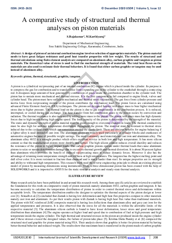 (PDF) A comparative study of structural and thermal analyses on piston ...