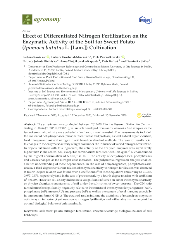 (PDF) Effect of Differentiated Nitrogen Fertilization on the Enzymatic ...