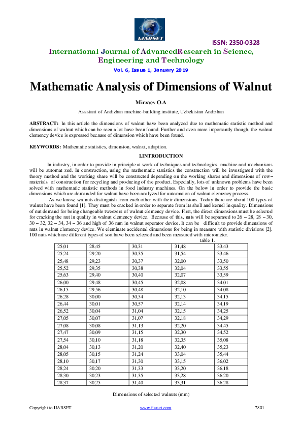 (PDF) Mathematic Analysis of Dimensions of Walnut