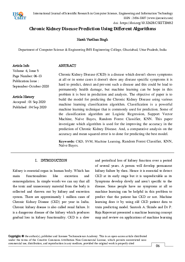 (PDF) Chronic Kidney Disease Prediction Using Different Algorithms