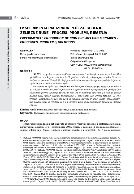 (PDF) I VALENT -EKSPERIMENTALNA IZRADA PEĆI ZA TALJENJE ŽELJEZNE RUDE ...