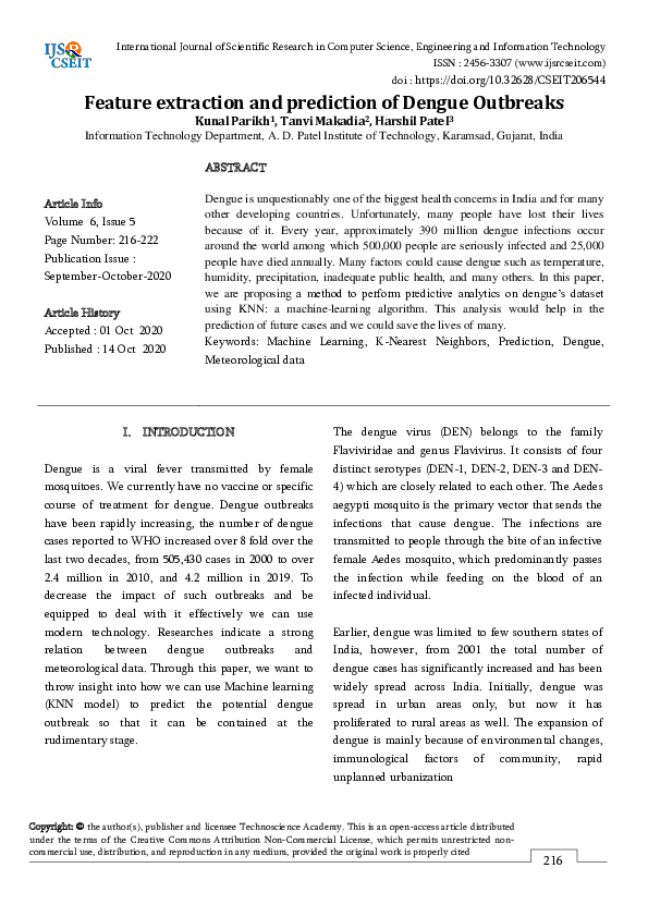 (PDF) Feature extraction and prediction of Dengue Outbreaks