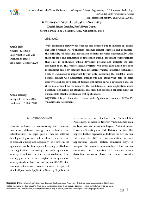 (PDF) A Survey on Web Application Security
