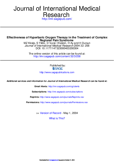 (PDF) Effectiveness of Hyperbaric Oxygen Therapy in the Treatment of ...