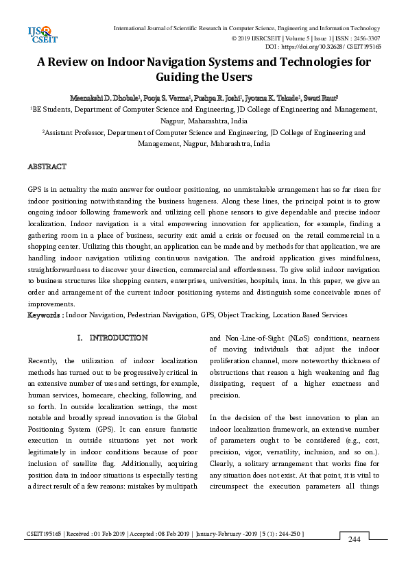 (PDF) A Review on Indoor Navigation Systems and Technologies for ...