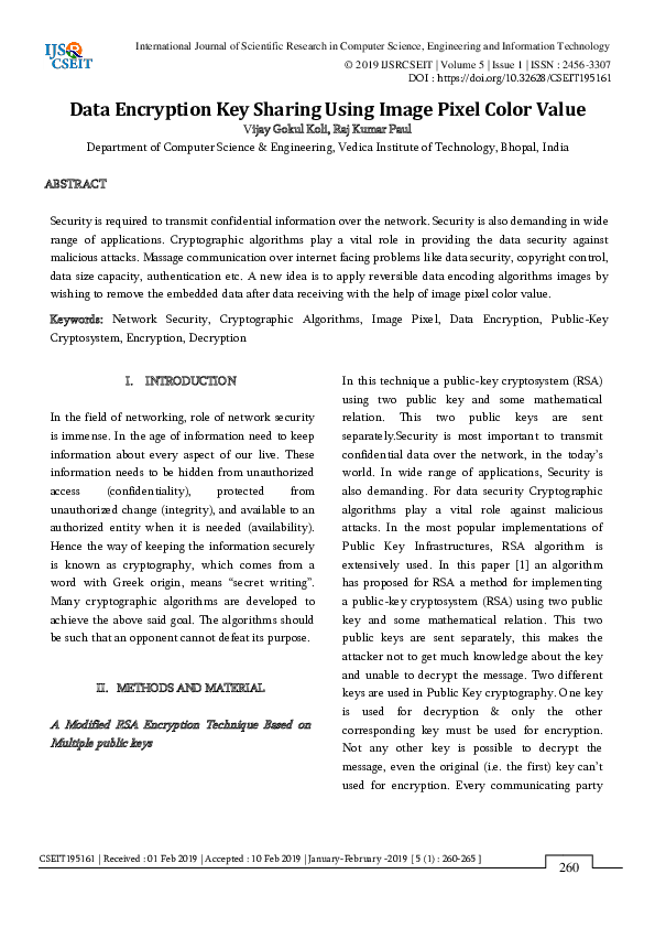(PDF) Data Encryption Key Sharing Using Image Pixel Color Value