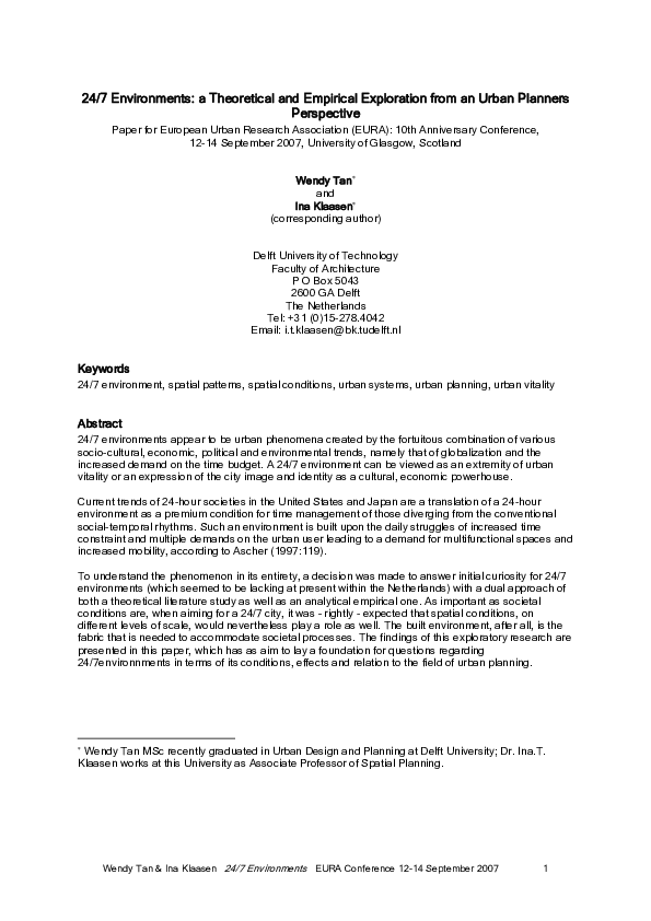 (PDF) 24/7 Environments: a Theoretical and Empirical Exploration from ...
