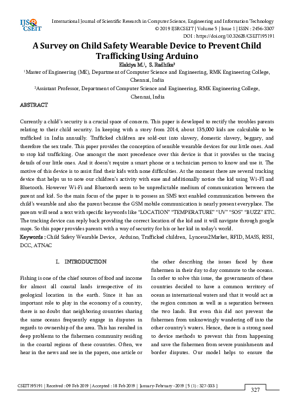 (PDF) A Survey on Child Safety Wearable Device to Prevent Child