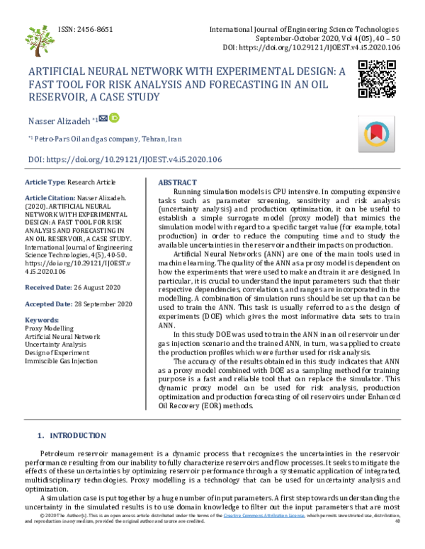 (PDF) ARTIFICIAL NEURAL NETWORK WITH EXPERIMENTAL DESIGN: A FAST TOOL ...