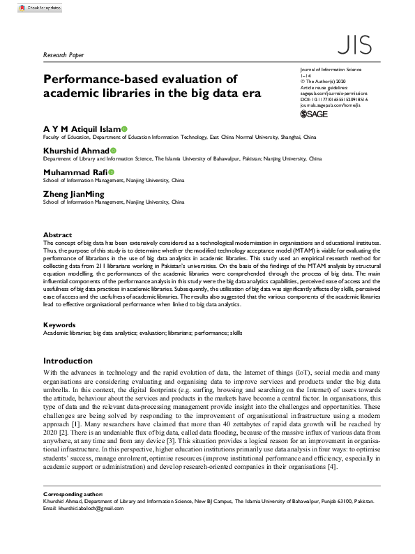 (PDF) Performance-based evaluation of academic libraries in the big ...