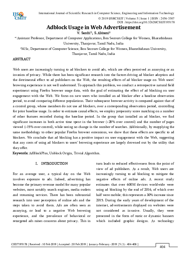 (PDF) Adblock Usage in Web Advertisement