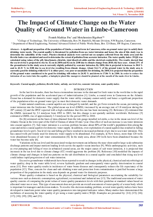 (PDF) IJERTThe Impact of Climate Change on the Water Quality of Ground
