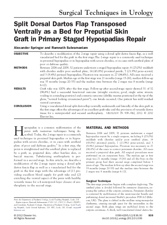 (PDF) Split Dorsal Dartos Flap Transposed Ventrally as a Bed for ...