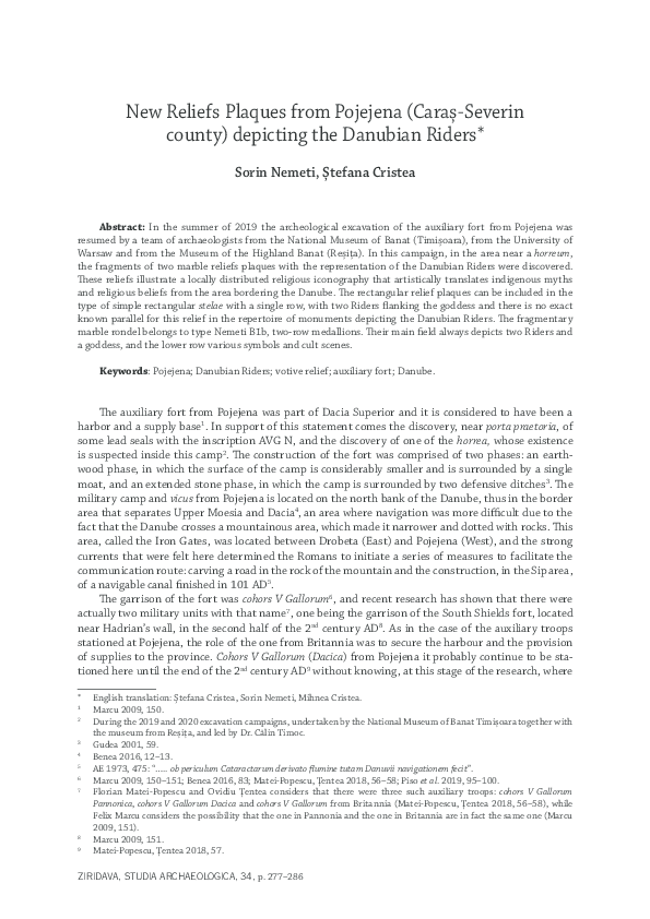 (PDF) New Reliefs Plaques from Pojejena (Caraș-Severin county ...