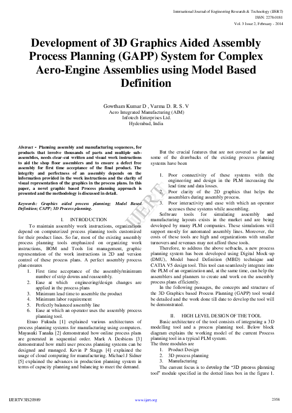 (PDF) IJERTDevelopment of 3D Graphics Aided Assembly Process Planning