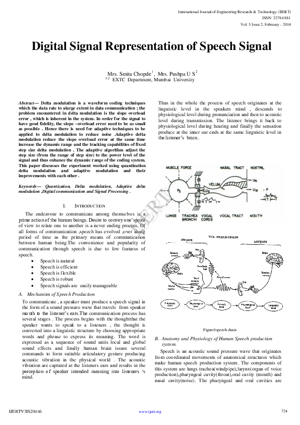 (PDF) IJERTDigital Signal Representation of Speech Signal IJERT
