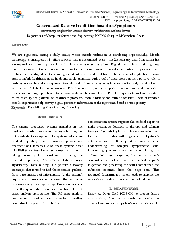 (PDF) Generalized Disease Prediction based on Symptoms